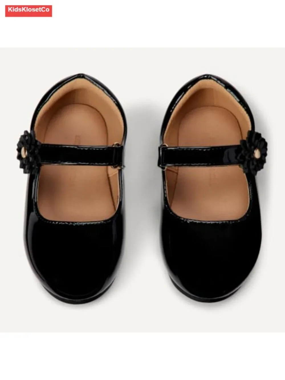 Girls Toddlers Mary Jane Flats Faux Patent Leather Adjustable Hook-and-Loop
